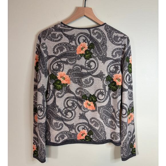 Investments Cashmere Paisley Sweater Top Medium - Picture 4 of 7